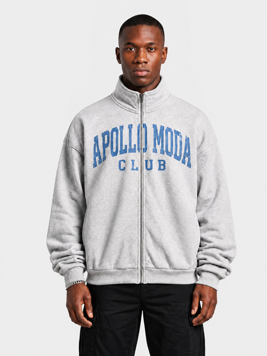 Club Collegiate oversized full-zip sweatshirt in gray by Apollo Moda, main product view
