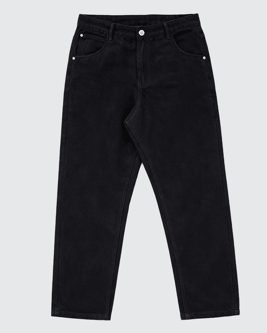 Relaxed Straight-Leg Black Denim Jeans