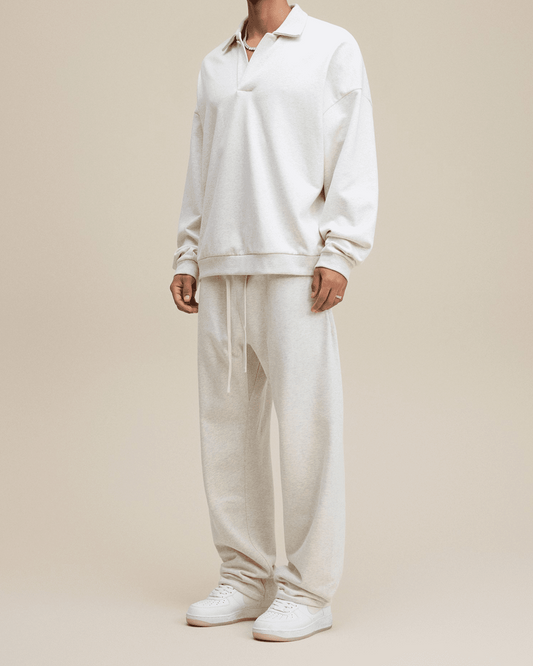 Half-Placket Polo Collar Oversized Sweatshirt