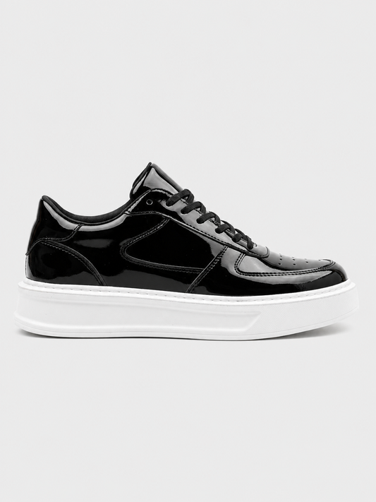Apollo Moda Men's Artemis Nova glossy black and white chunky sneaker, main product photo