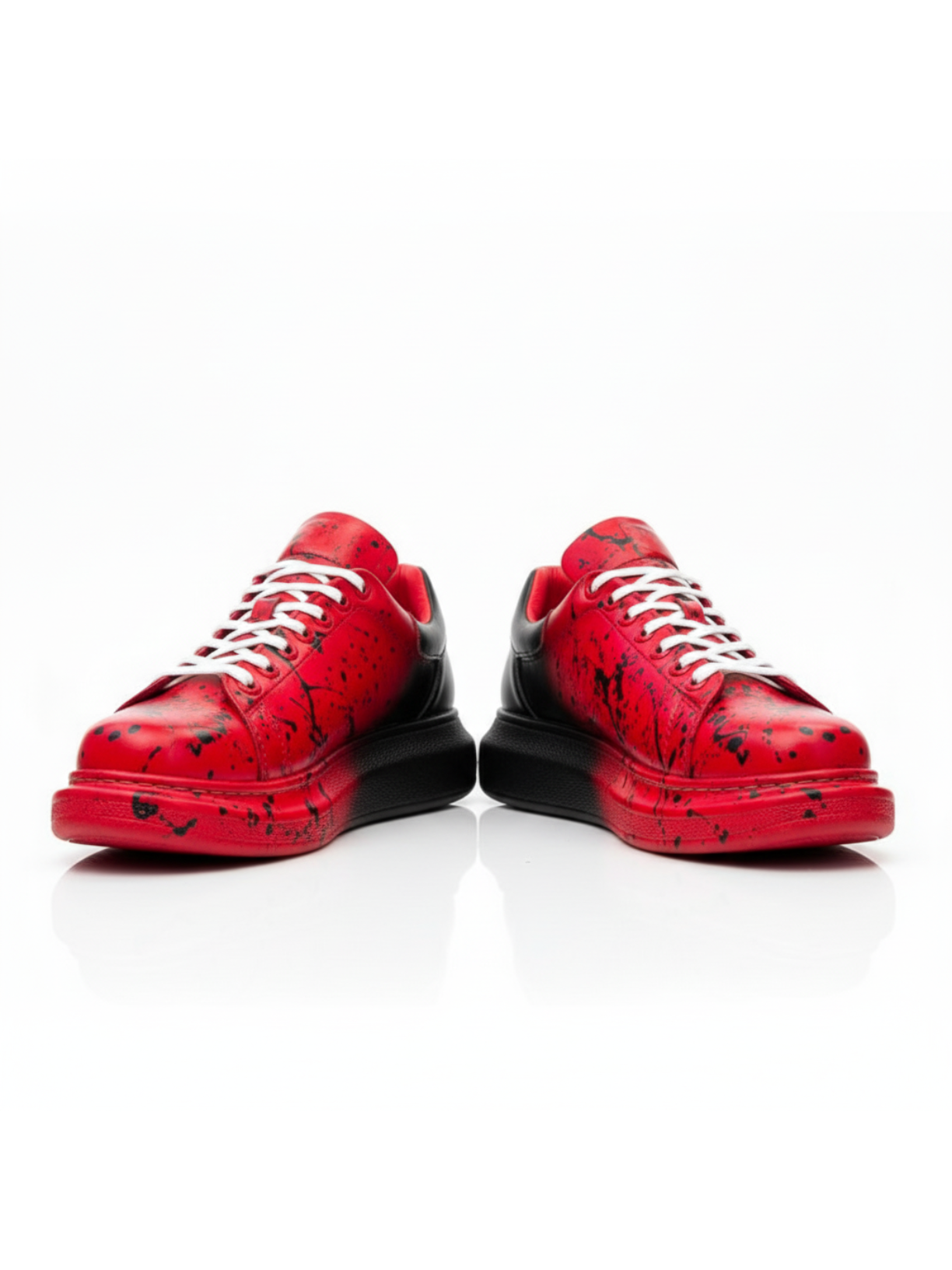 Men's Color Wave Bold Contrast red and black custom sneaker by Apollo Moda, fifth angle