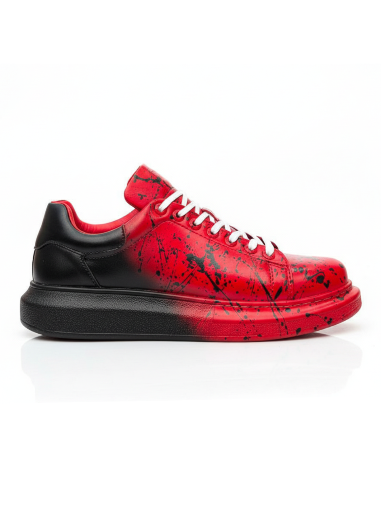 Color Wave Bold Contrast hand-painted splatter sneaker by Apollo Moda, sixth angle