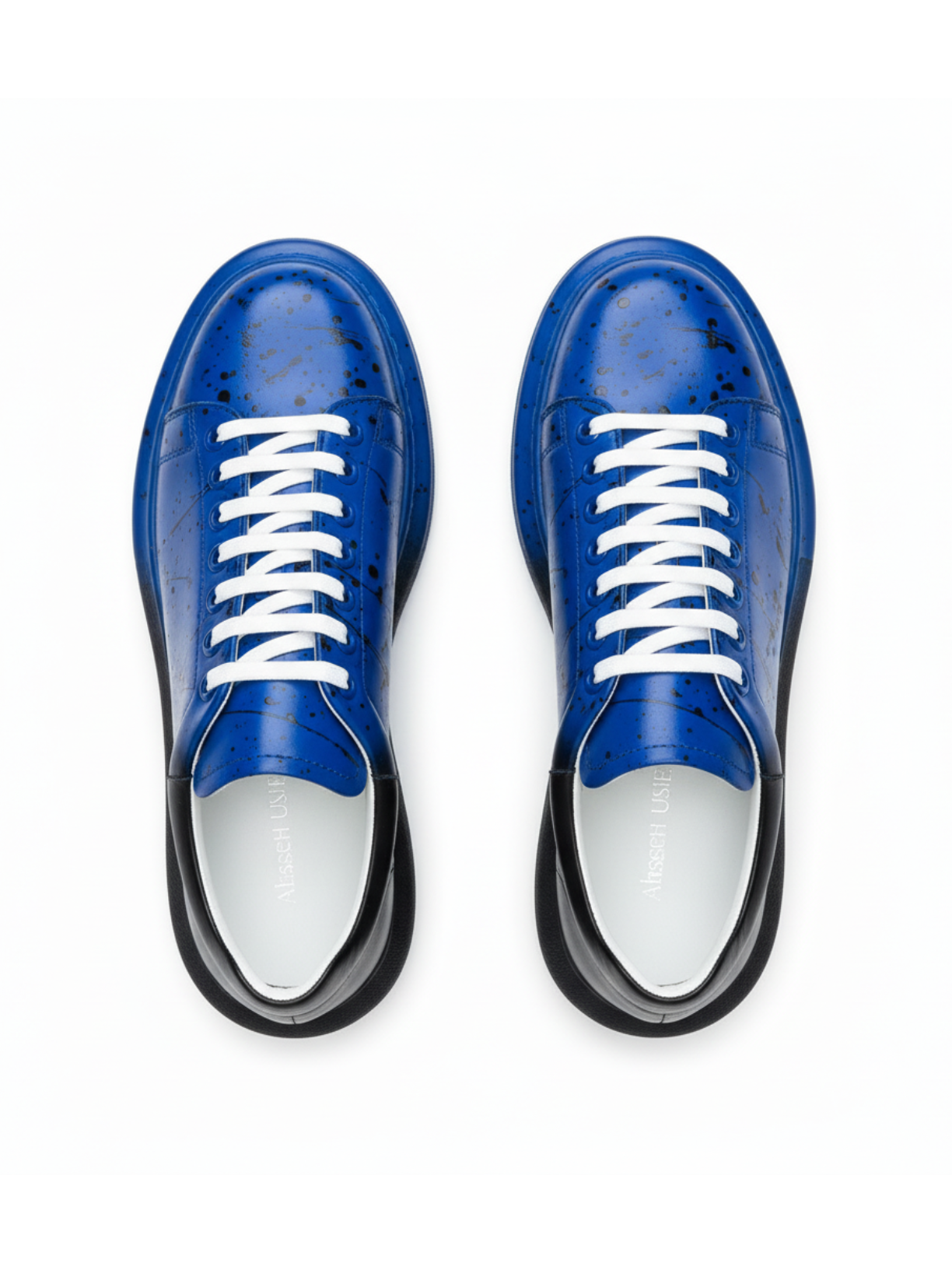 Color Wave Dynamic Duo hand-painted recycled vegan leather sneaker by Apollo Moda, third angle
