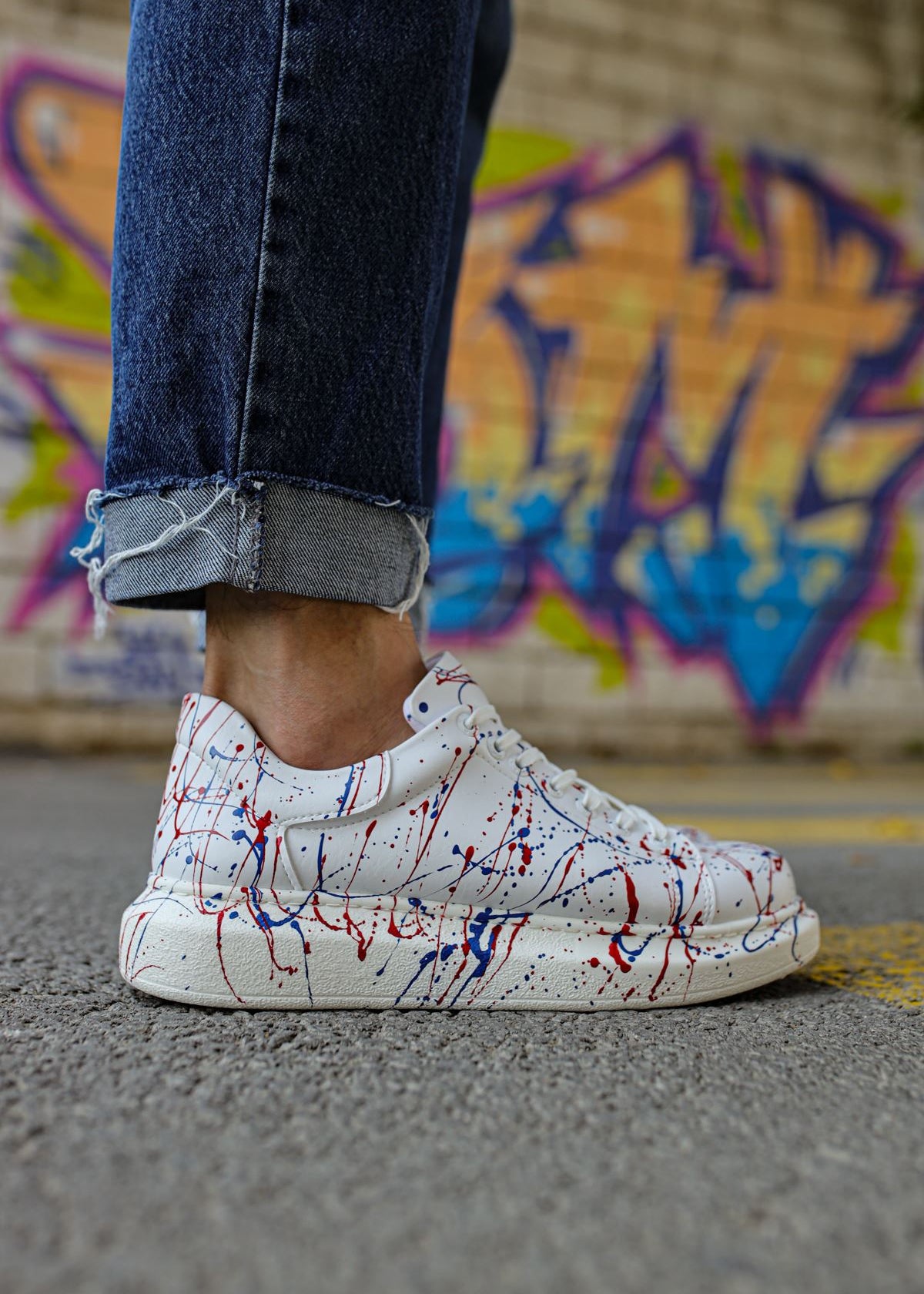 Apollo Moda Porto Vibe hand-painted splatter sneaker, fourth angle